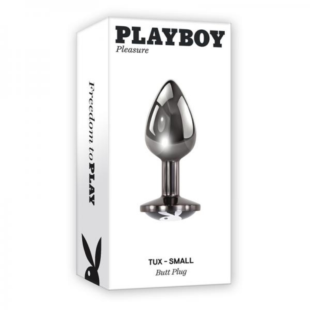 Playboy Tux Small Metal Anal Plug - Hematite Silver