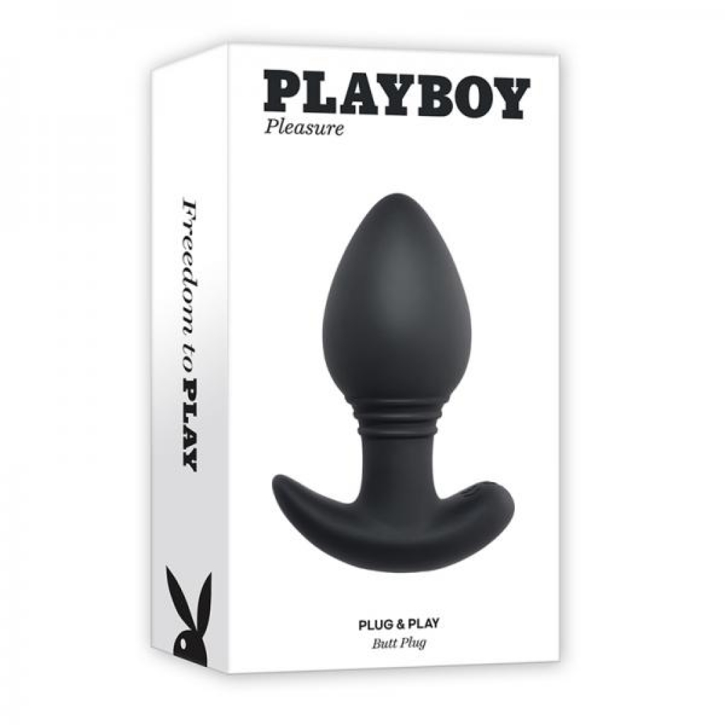 Playboy Rechargeable Vibrating Silicone Anal Plug - Navy Black