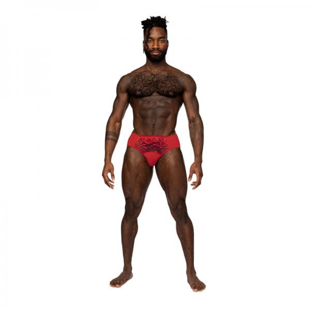 Male Power Sassy Lace Bikini Red