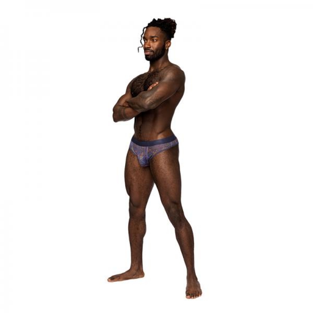 Male Power Sheer Prints Thong - Spatter S/M Purple