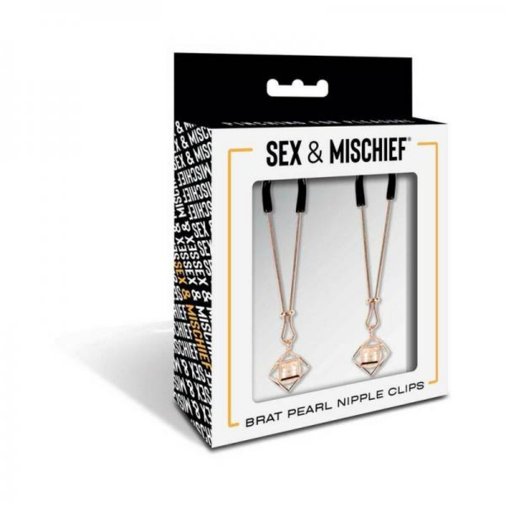 Sportsheets Sex & Mischief Brat Pearl Nipple Jewelry - Gold