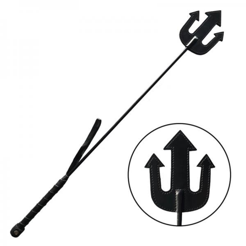 Rouge Leather Devil Riding Crop - Black