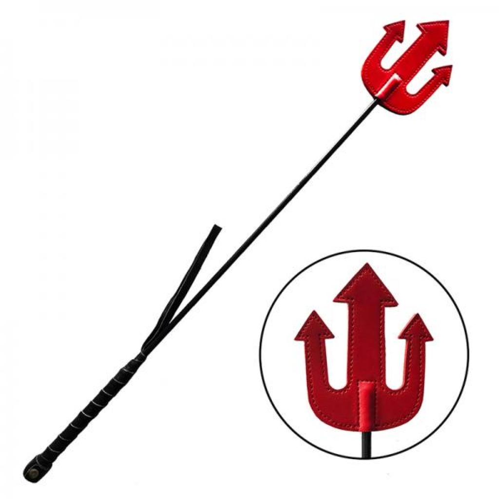 Rouge Leather Devil Riding Crop - Red