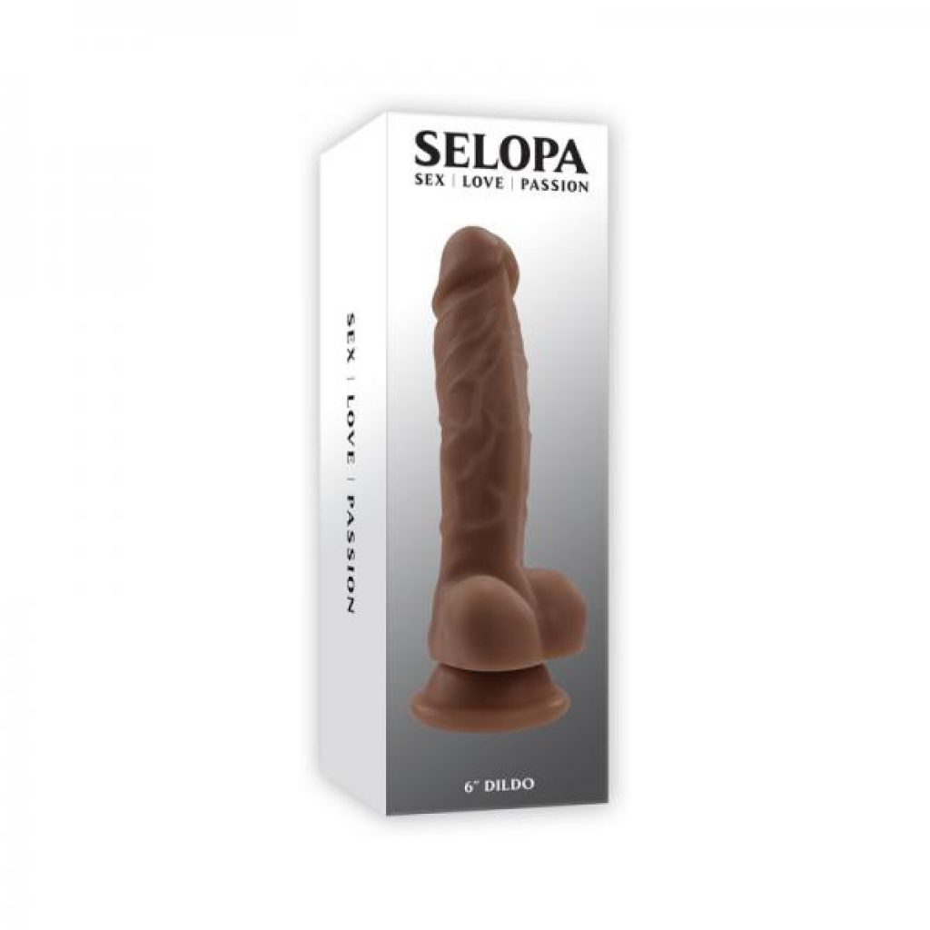 Selopa 6-Inch Natural Feel Dildo - Dark Brown