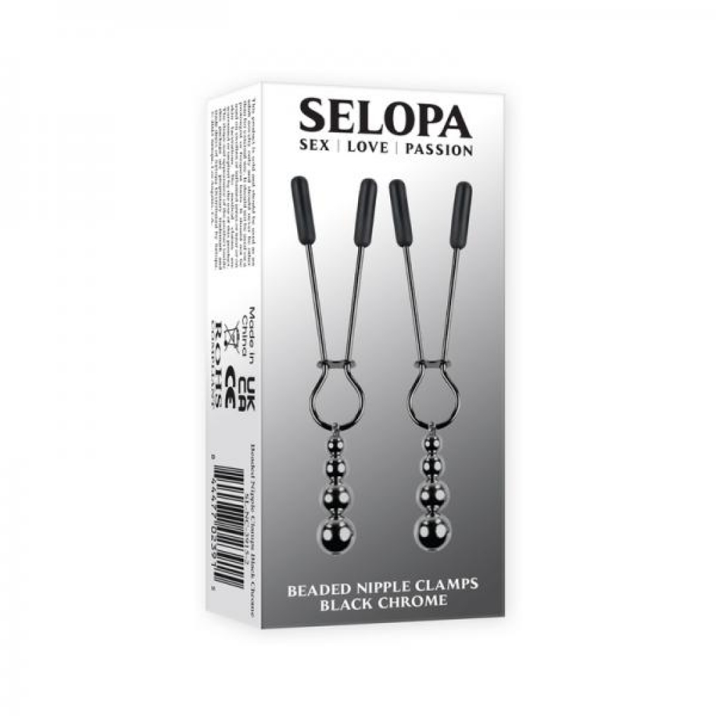 Beaded Nipple Clamps: Stainless Steel with Black Chrome Finish