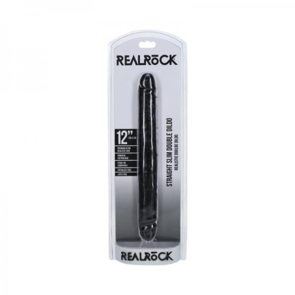 Realrock 12 In. Slim Double-ended Dong - Black