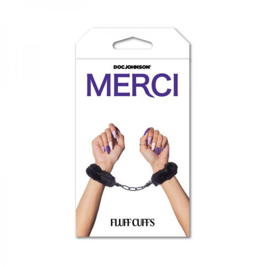 Merci Fluff Cuffs in Black - Luxurious Bondage Gear