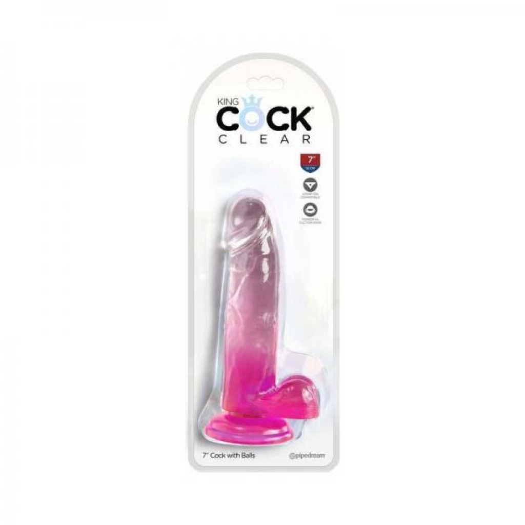 King Cock Clear Dildo with Balls - 7 Inch Tan