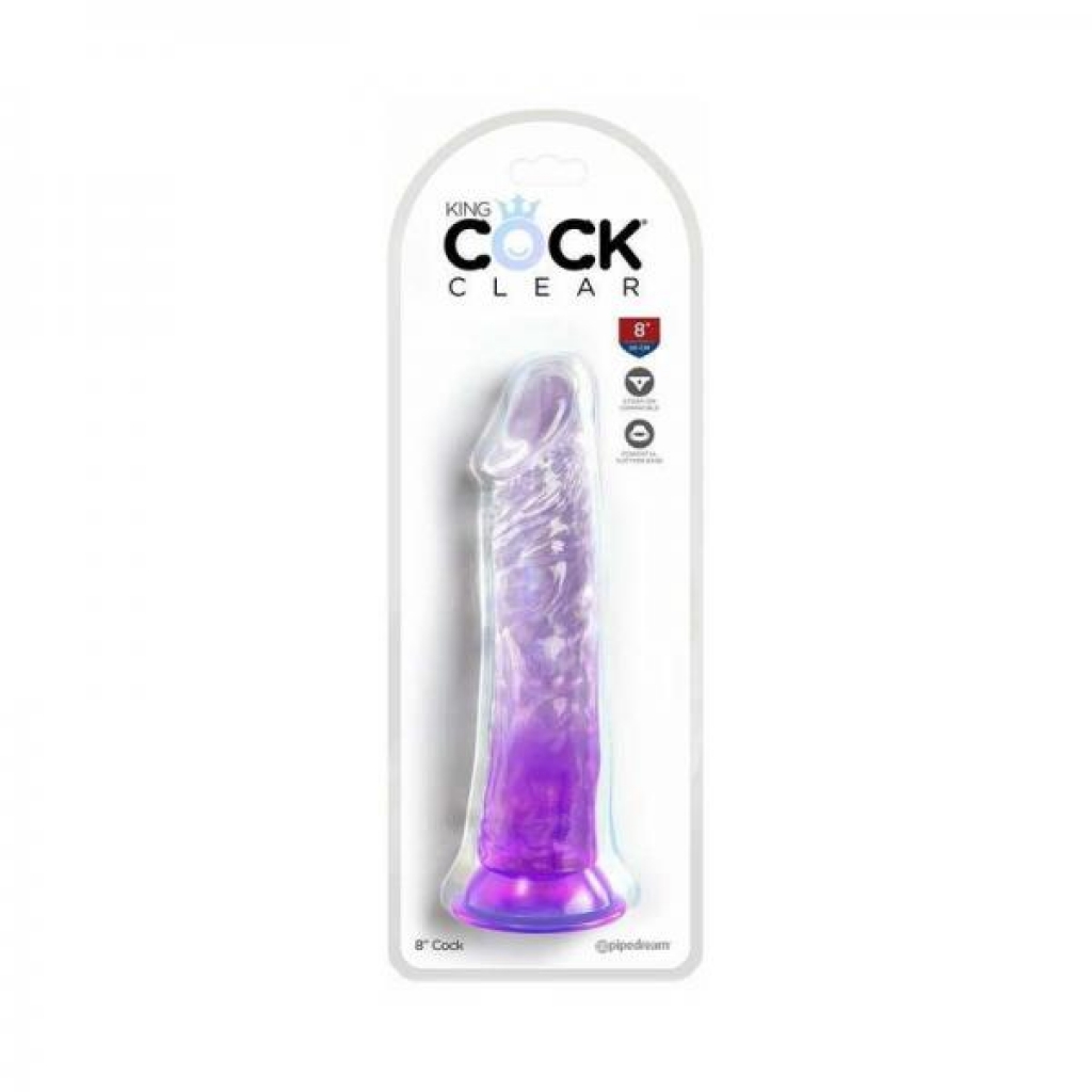 King Cock Clear 8in - Purple Translucent