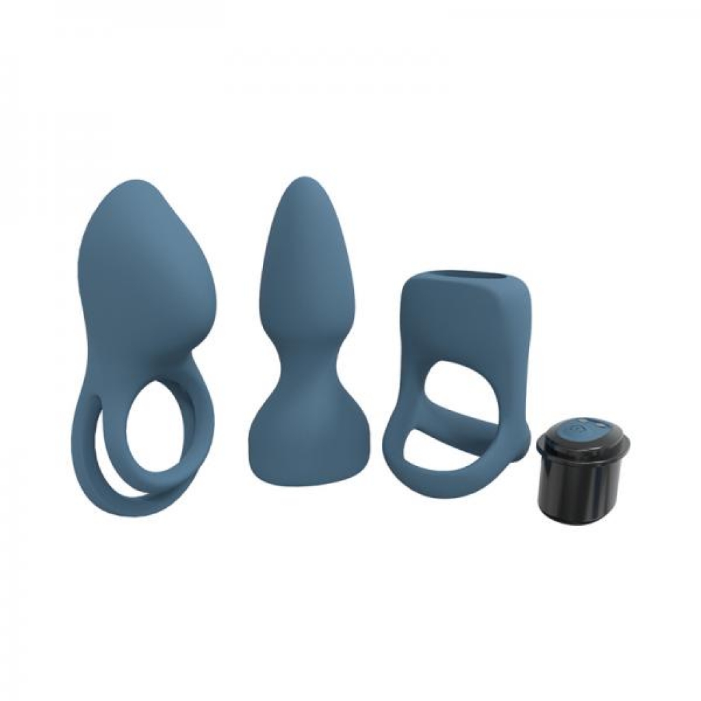 Loveline Pleasure Kit 10 Speed Silicone Rechargeable Waterproof - Blue Grey