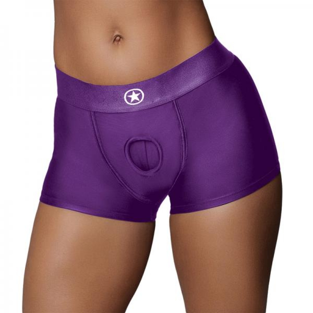 Ouch! Vibrating Strap-On Boxer - Purple - M/L