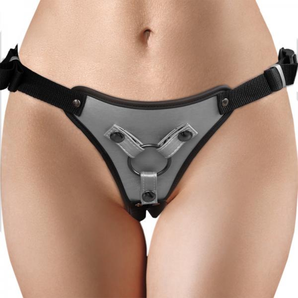 Ouch! Metallic Strap-on Harness - Gunmetal Silver