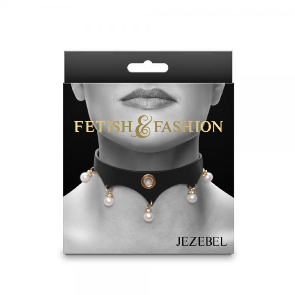 Jezebel Fetish & Fashion Collar - Black with Gold Accents