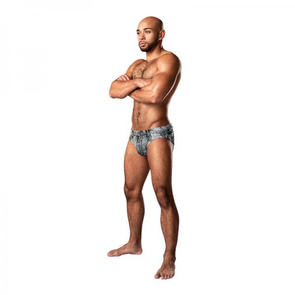 Male Power Dirty Denim Bikini - Denim Print Medium