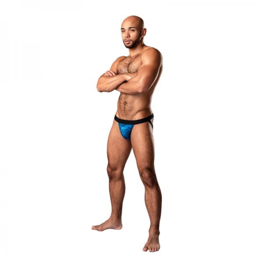 Male Power Kaleidickscope Strappy Ring Jock - Sky Blue