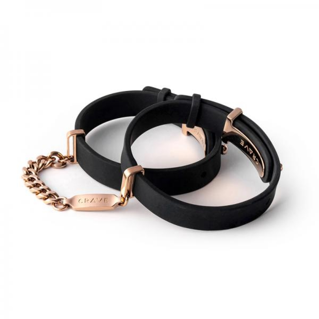 Crave ID Cuffs - Black and Rose Gold Pleasure Jewelry