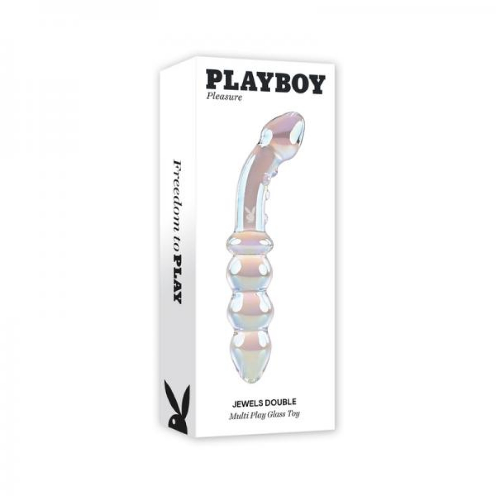 Playboy Jewels Double Glass Dildo - Clear