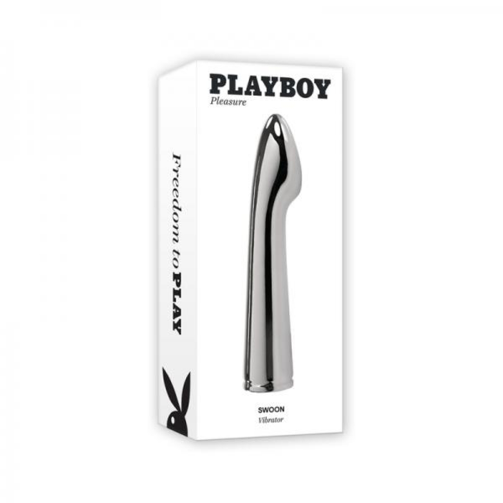 Playboy Swoon Rechargeable Vibrator in Aluminum Platinum Silver