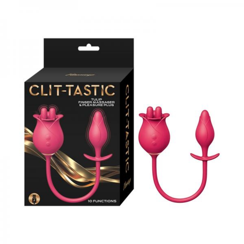 Clit-tastic Tulip Finger Massager & Pleasure Plug - Red