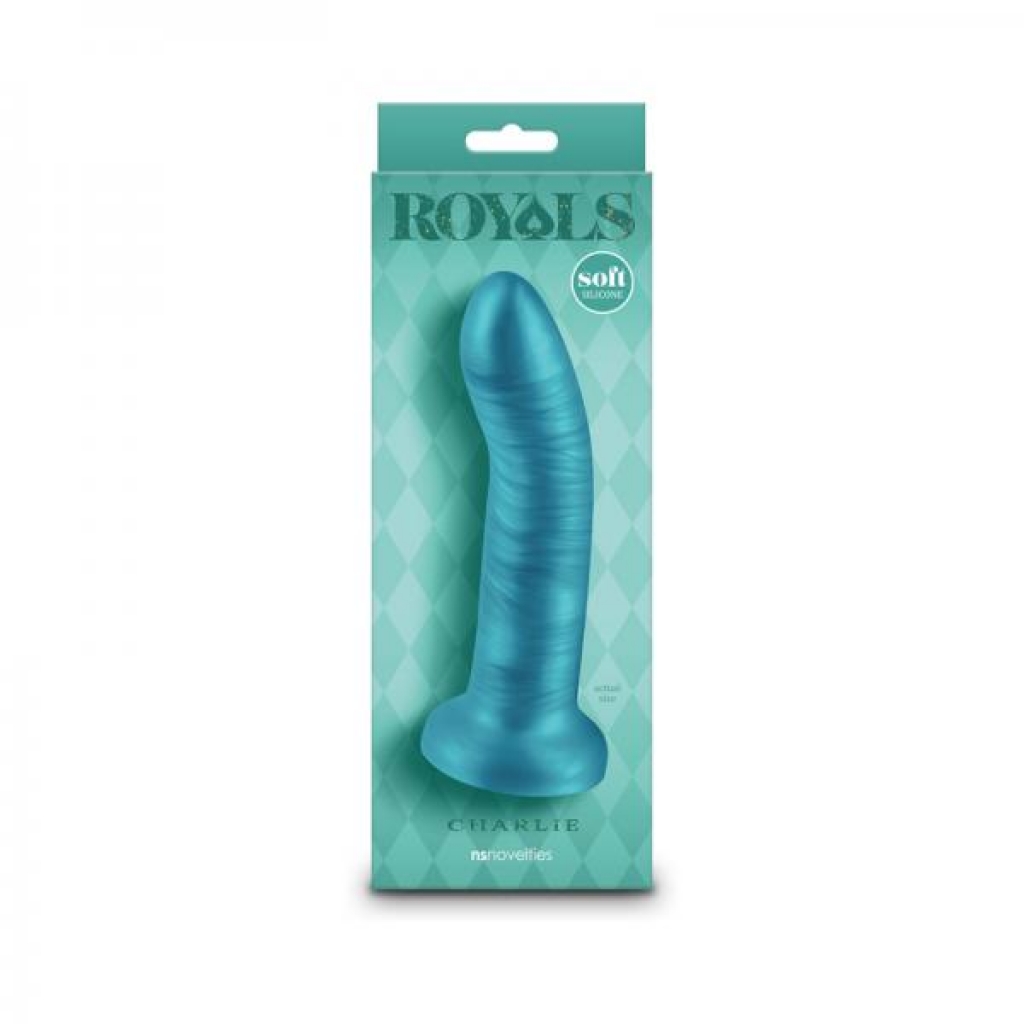 Royals Charlie - 6 In. Metallic Curved Dildo in Teal