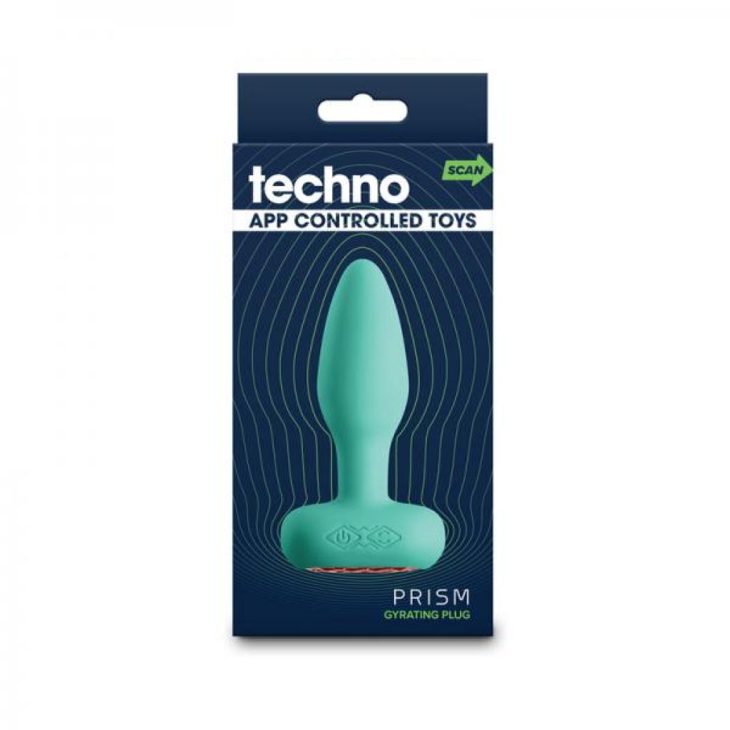 Techno Prism - App-Controlled Vibrating and Rotating Plug - Teal