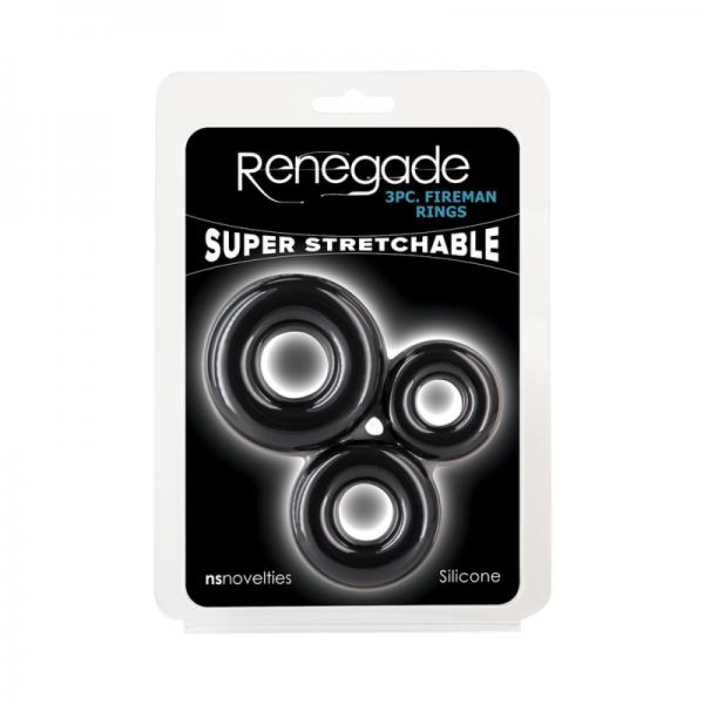 Renegade Fireman Rings 3-Piece Cock Ring Kit - Black