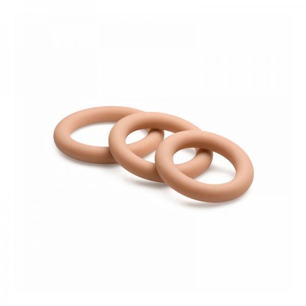 Jock Silicone Cock Ring - 3-piece Set - Medium Brown