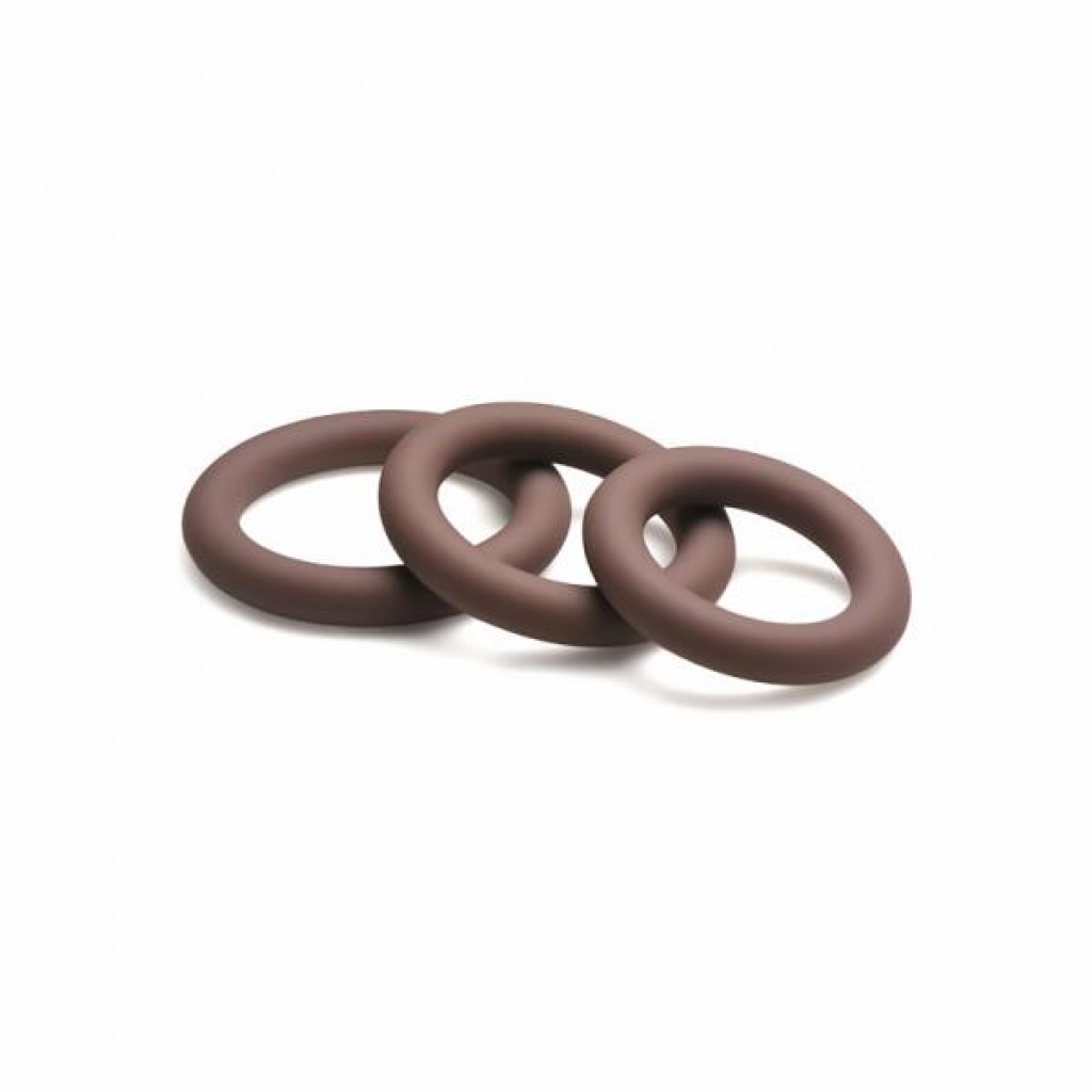 Jock Silicone Cock Ring 3-piece Set Dark Brown