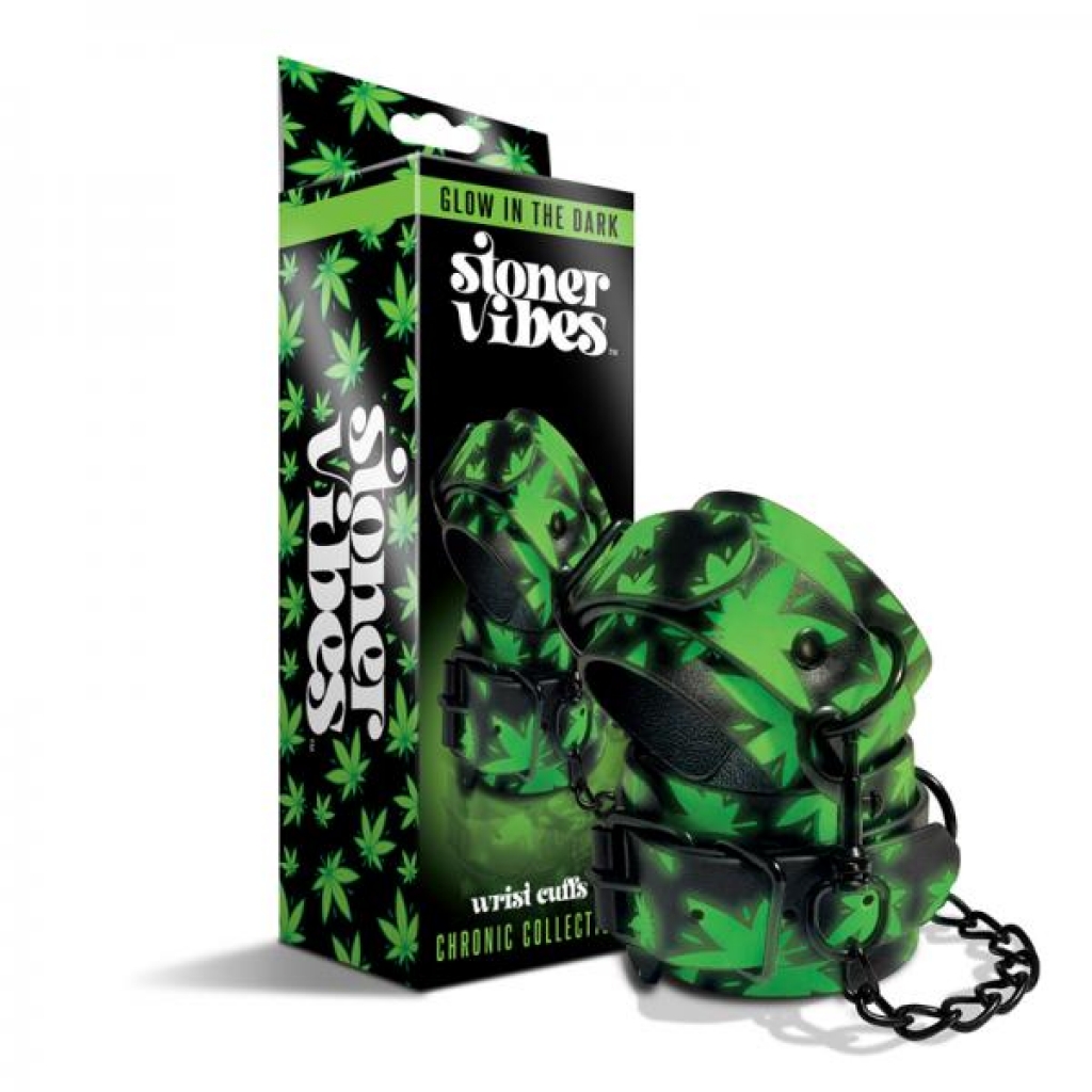 Stoner Vibes Glow in the Dark Wrist Cuffs - Green