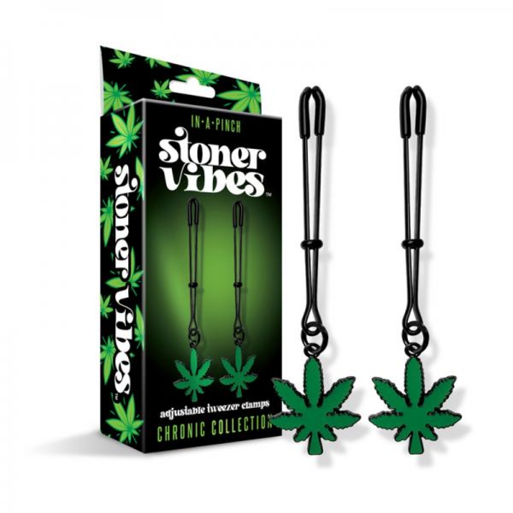 Stoner Vibes Chronic Collection Adjustable Tweezer Nipple Clamps - Green