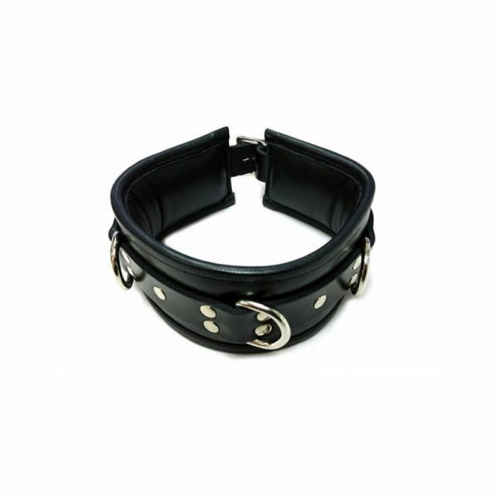 Rouge Leather Padded BDSM Collar - Black