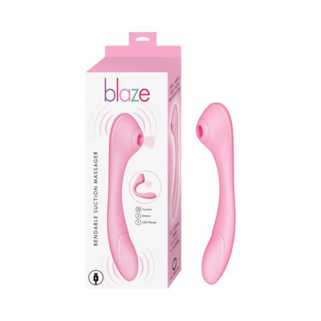 Blaze Bendable Suction Massager - Versatile Pleasure Device, Pink