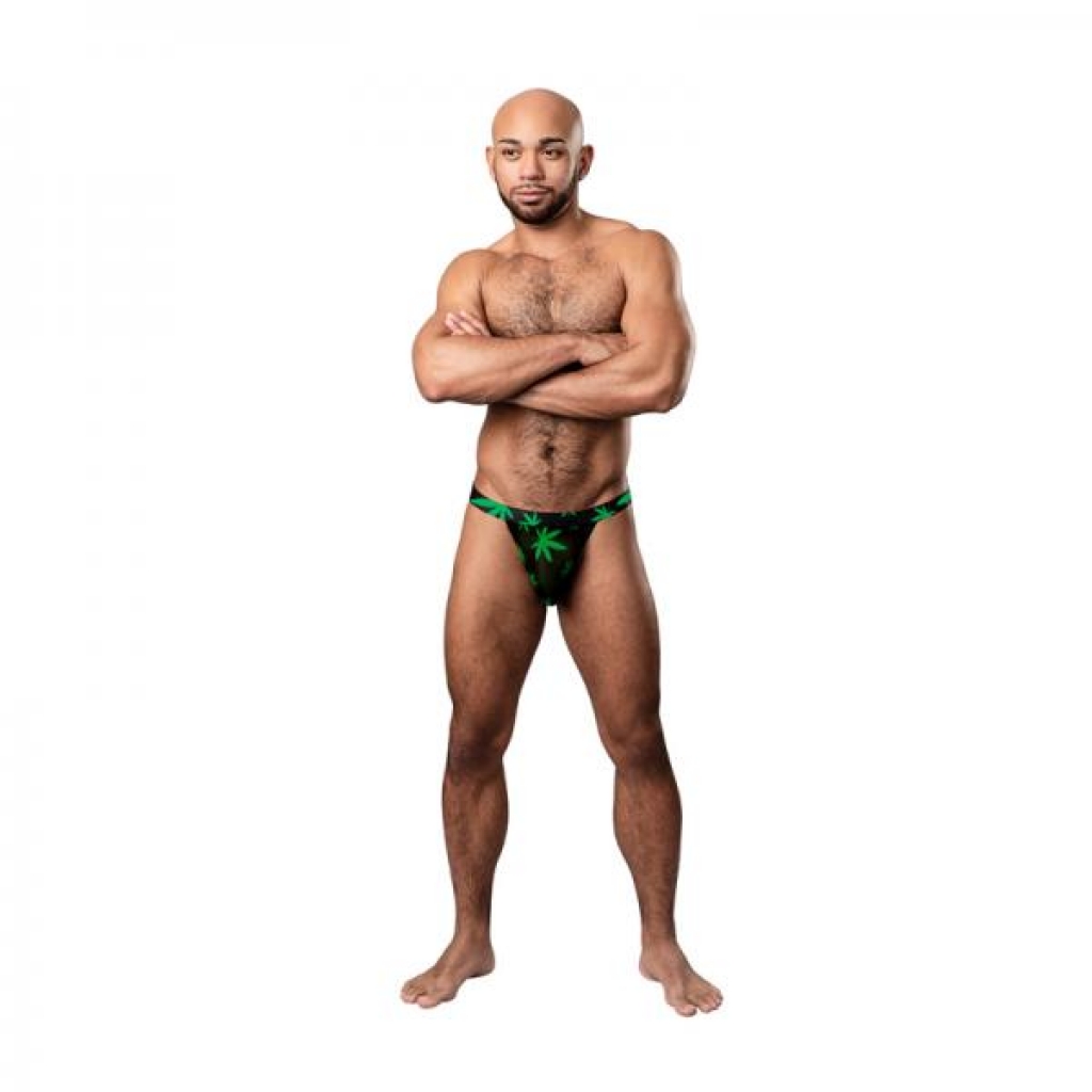 Male Power Hazy Dayz Micro Thong - Pot Leaf - S/M