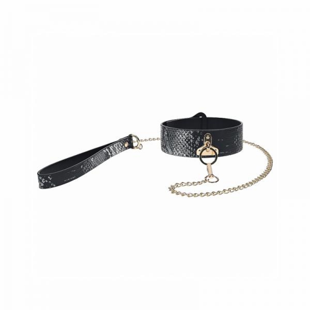 Ouch! Florence Collection Collar With Leash - Black