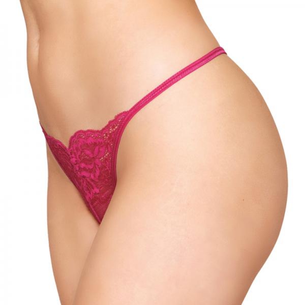 Dreamgirl Lace Open Crotch G-string - Beet S/M