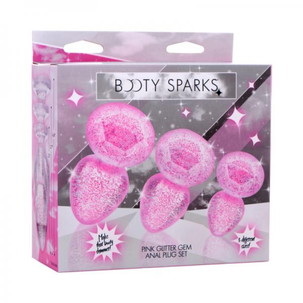 Booty Sparks Glitter Gem Anal Plug Set - Pink