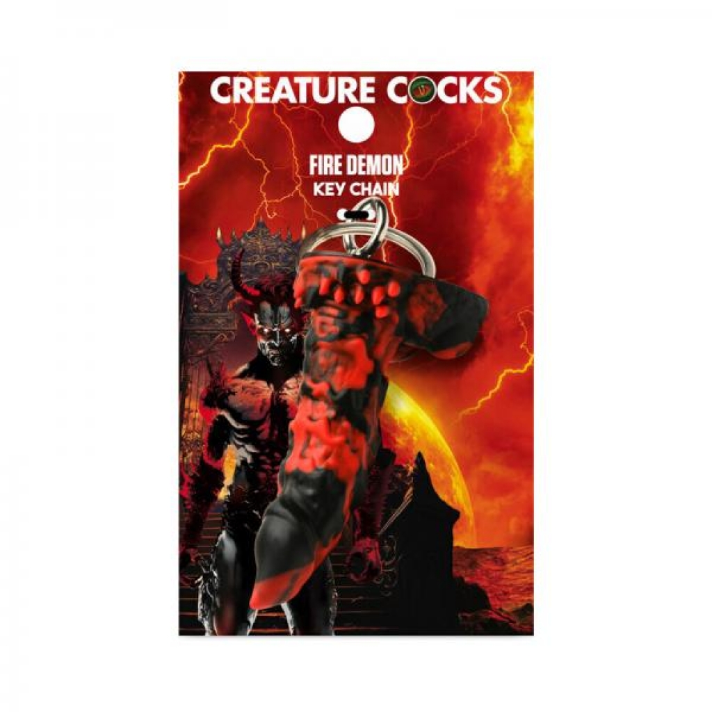 Creature Cocks Fire Demon Keychain - Red