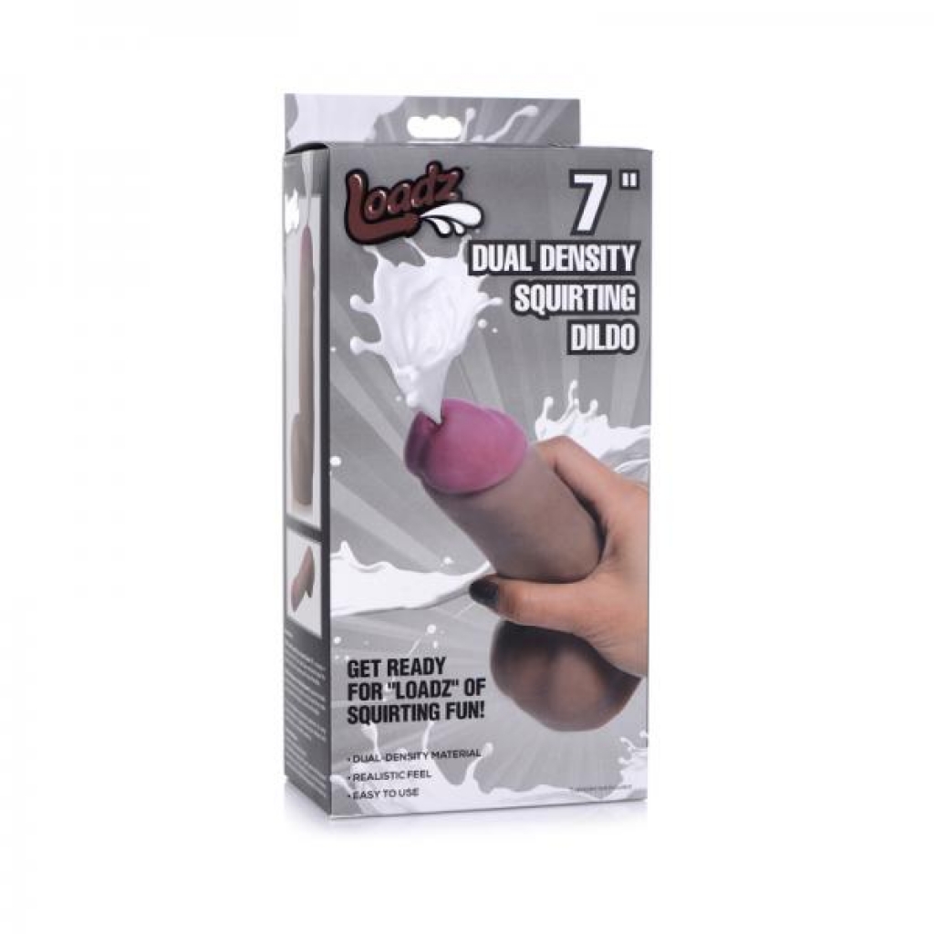 Loadz 7 Inch Dual Density Squirting Dildo - Dark Brown