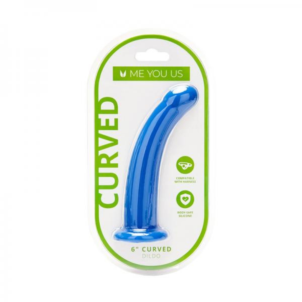 Me You Us 6 Inch Curved Silicone Dildo - Blue