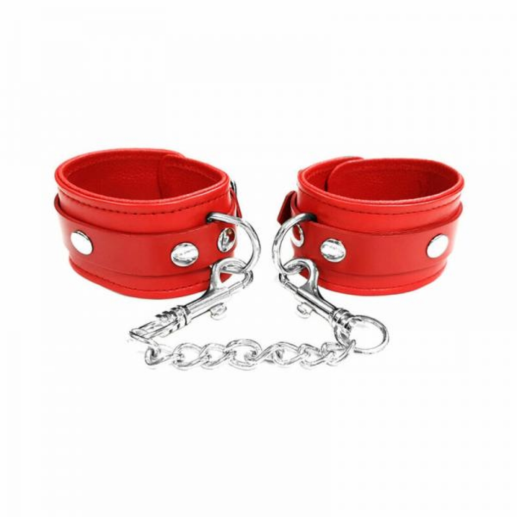 Rouge Dual-Layer Leather Ankle Cuffs in Red