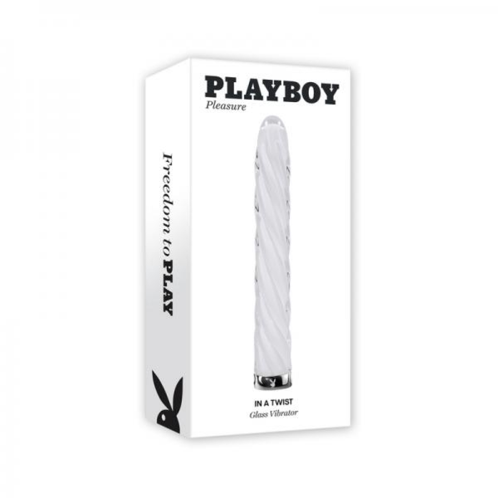 Playboy In A Twist Rechargeable Glass Vibrator - White