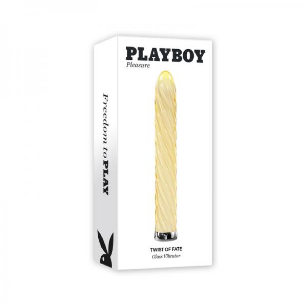 Playboy Twist of Fate - Rechargeable Glass Vibrator - Bright Yellow