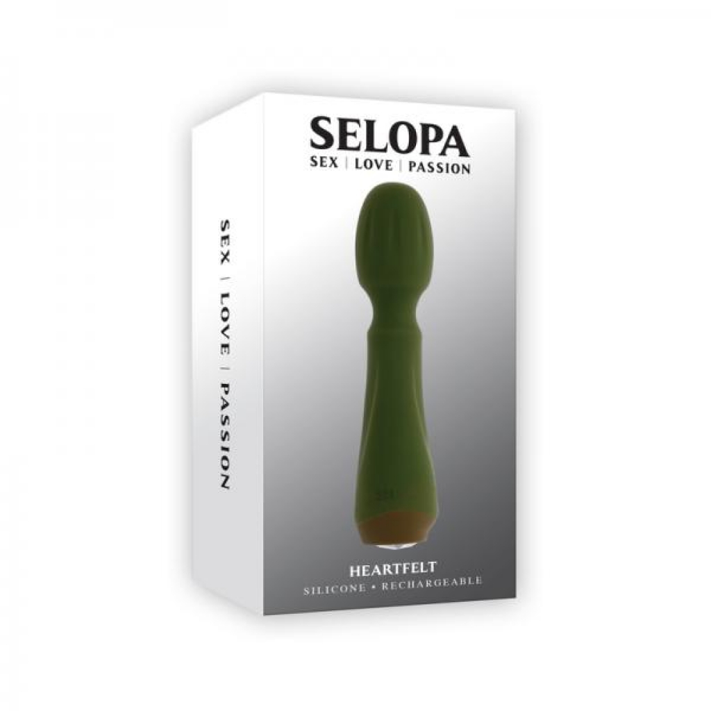 Selopa Heartfelt Rechargeable Vibrating Mini Wand - Silicone Green