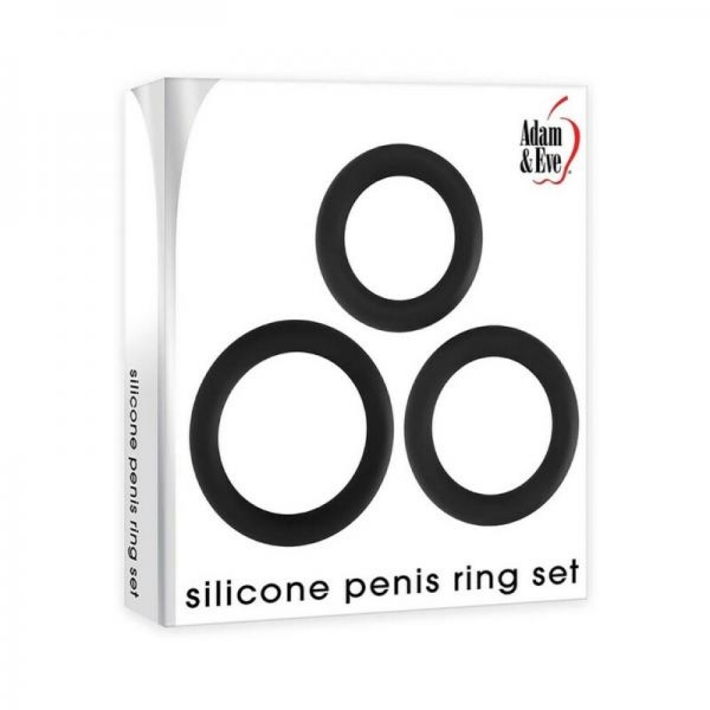 Adam & Eve Silicone Penis Ring Set - Black