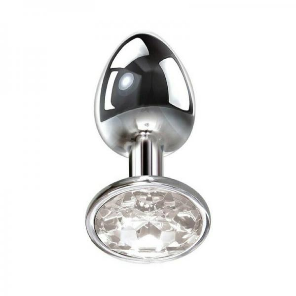 Adam & Eve Clear Gem Anal Plug Small Silver