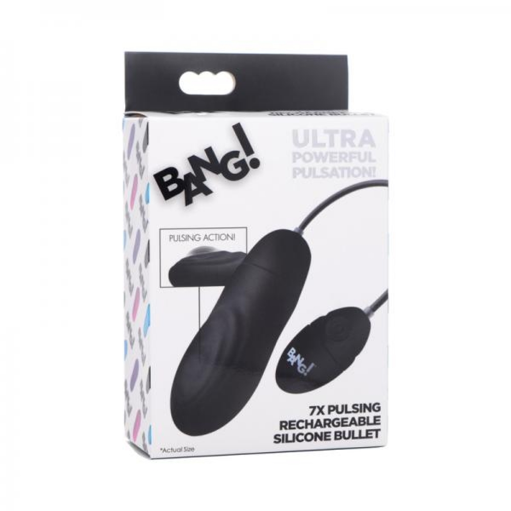 Bang! 7x Pulsing Rechargeable Silicone Bullet Black