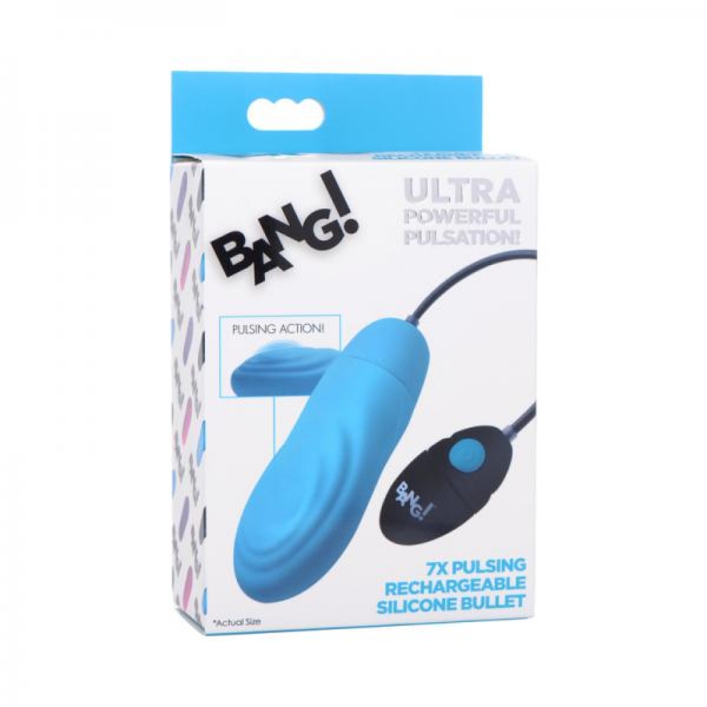 Bang! 7x Pulsing Rechargeable Silicone Bullet - Blue