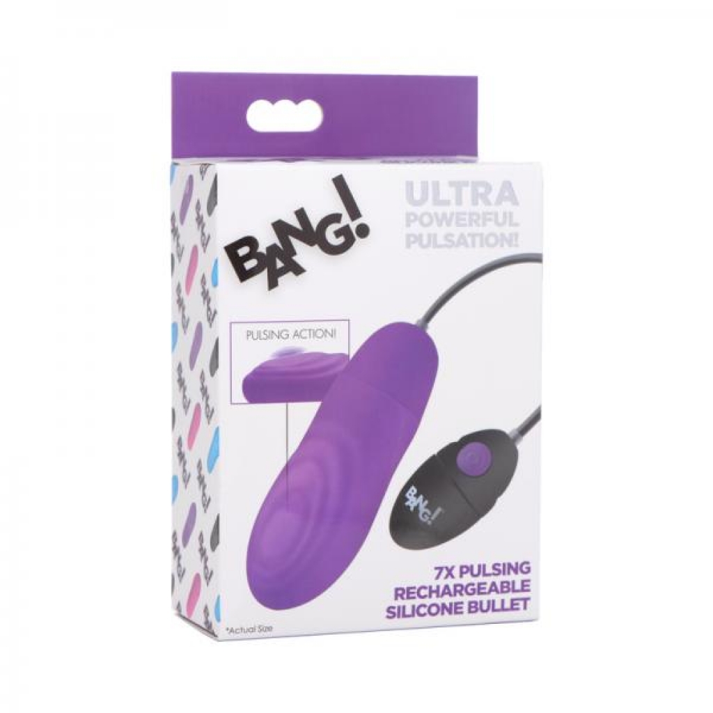 Bang! 7x Pulsing Rechargeable: Silicone Bullet - Purple