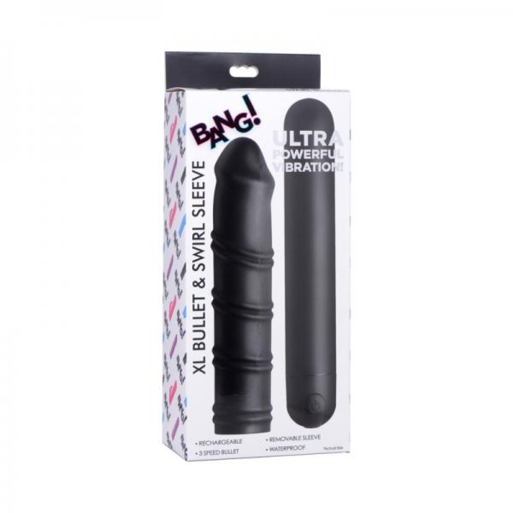 Bang! XL Bullet & Swirl Silicone Sleeve - Black