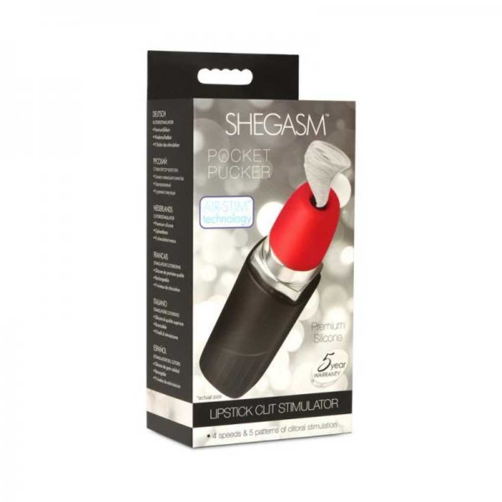 Shegasm Pocket Pucker: 9x Silicone Lipstick Clit Stimulator